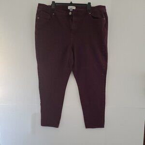LANE BRYANT BURGUNDY- HIGH RISE- ULTIMATE STRETCH- SKINNY JEANS - PLUS SIZE 22